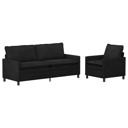 Sofa Sæt 2 pcs Sort Fløjl