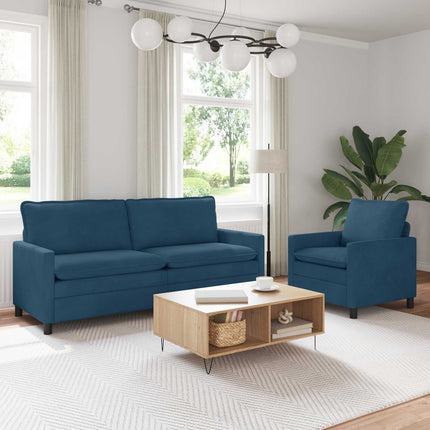 Sofa Sæt 2 pcs Blå Fløjl