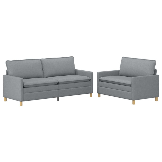 Sofa Sæt 2 stk. Lysegrå Stof