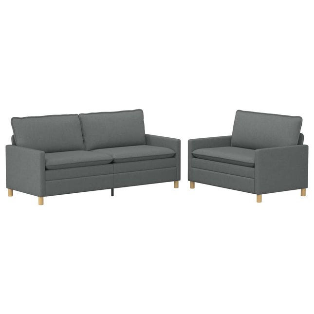 Sofa Sæt 2 stk. Mørkegrå Stof