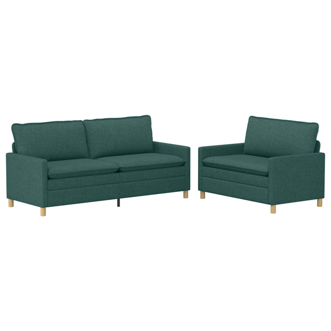 Sofa Sæt 2 stk. Mørkegrøn Stof