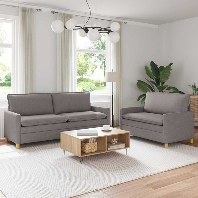 Sofa Sæt 2 stk. Gråbrun Stof