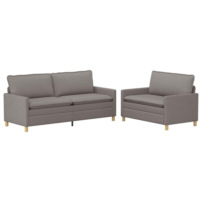 Sofa Sæt 2 stk. Gråbrun Stof