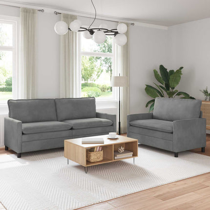 Sofa Sæt 2 pcs Mørkegrå Fløjl