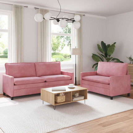 Sofa Sæt 2 pcs Lyserød Fløjl