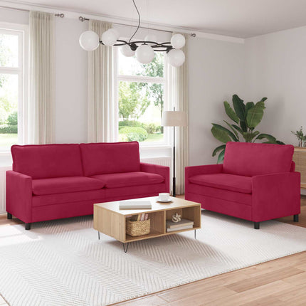 Sofa Sæt 2 pcs Vinrød Fløjl
