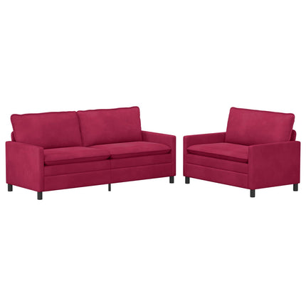 Sofa Sæt 2 pcs Vinrød Fløjl