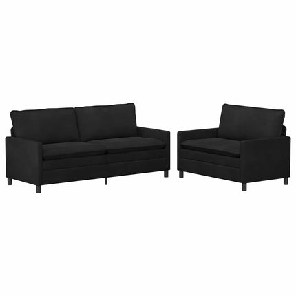 Sofa Sæt 2 pcs Sort Fløjl