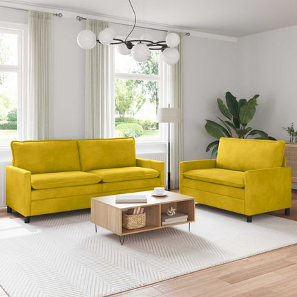 Sofa Sæt 2 pcs Gul Fløjl