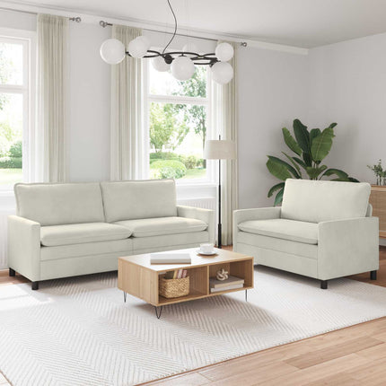 Sofa Sæt 2 pcs Cremefarvet Fløjl