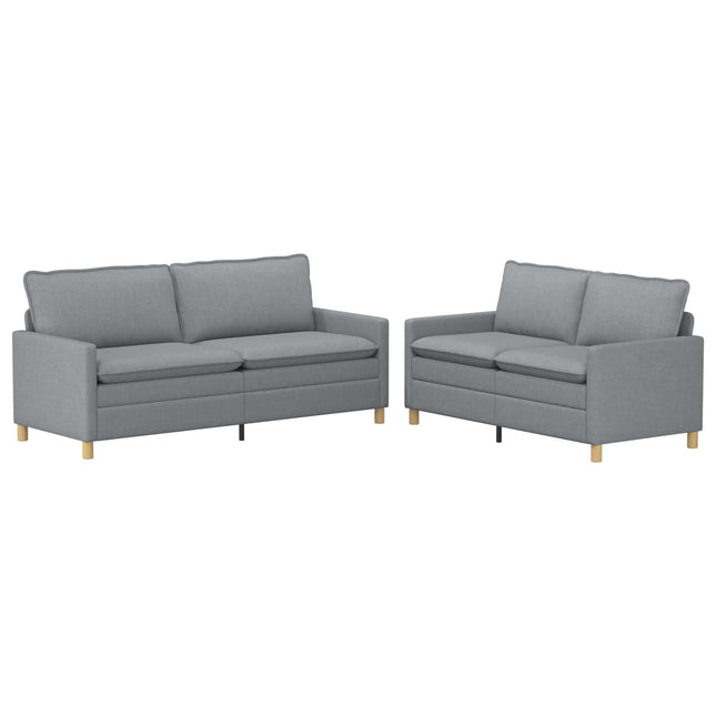 Sofa Sæt 2 stk. Lysegrå Stof