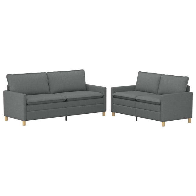 Sofa Sæt 2 stk. Mørkegrå Stof