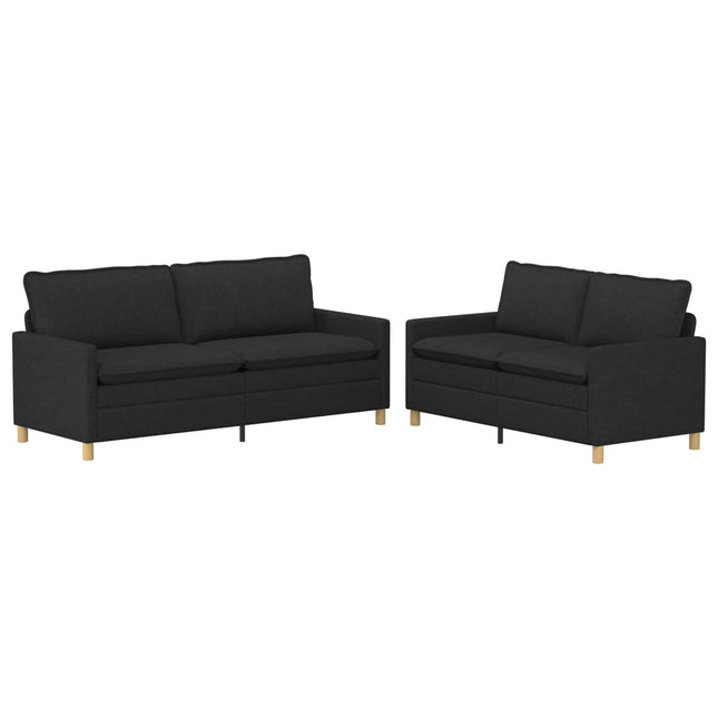 Sofa Sæt 2 stk. Sort Stof