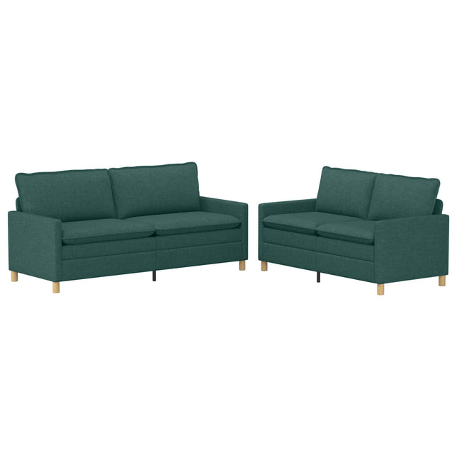 Sofa Sæt 2 stk. Mørkegrøn Stof