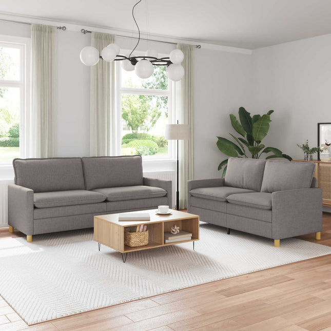 Sofa Sæt 2 stk. Gråbrun Stof
