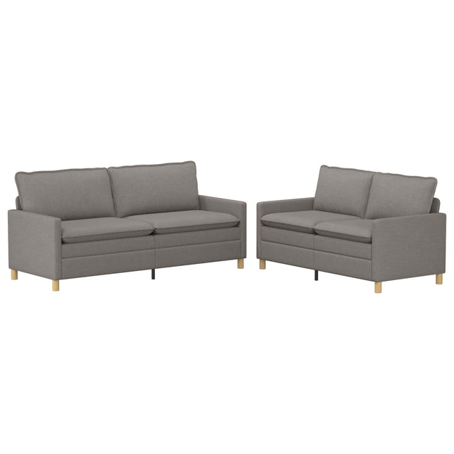 Sofa Sæt 2 stk. Gråbrun Stof