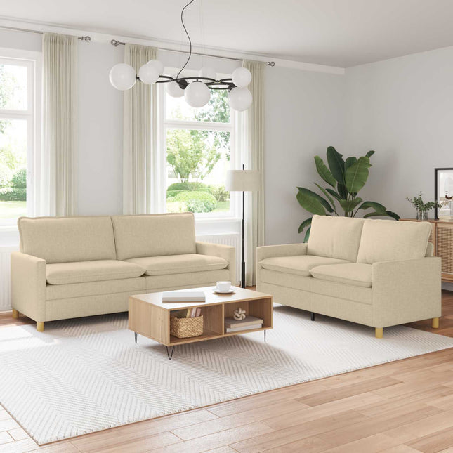 Sofa Sæt 2 stk. Cremefarvet Stof