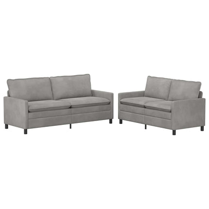 Sofa Sæt 2 pcs Lysegrå Fløjl