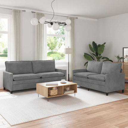 Sofa Sæt 2 pcs Mørkegrå Fløjl