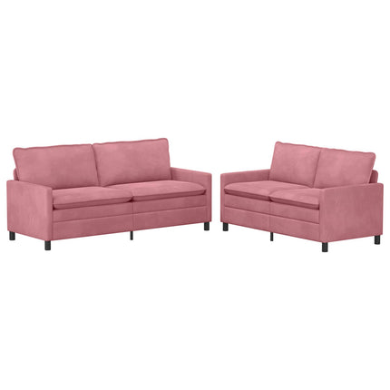Sofa Sæt 2 pcs Lyserød Fløjl