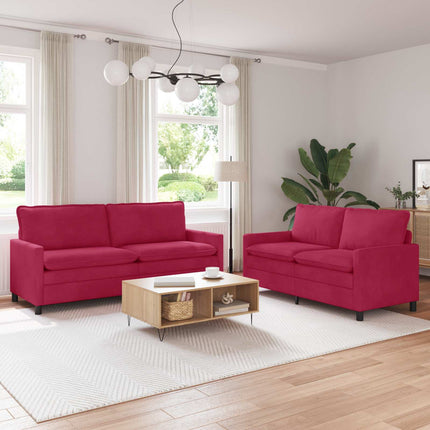 Sofa Sæt 2 pcs Vinrød Fløjl