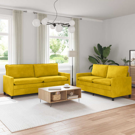 Sofa Sæt 2 pcs Gul Fløjl
