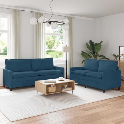 Sofa Sæt 2 pcs Blå Fløjl