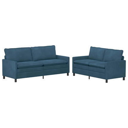 Sofa Sæt 2 pcs Blå Fløjl