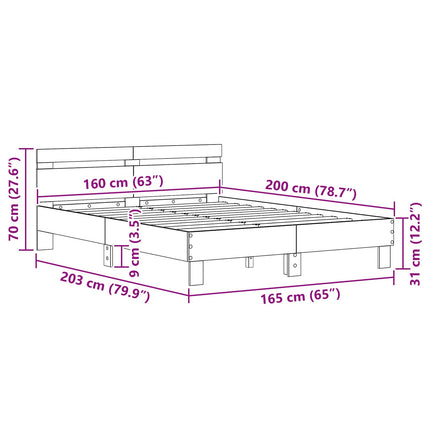 Sengestel Gammelt træ 160 x 200 cm Konstrueret træ