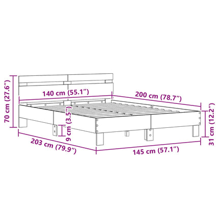 Sengestel Gammelt træ 140 x 200 cm Konstrueret træ