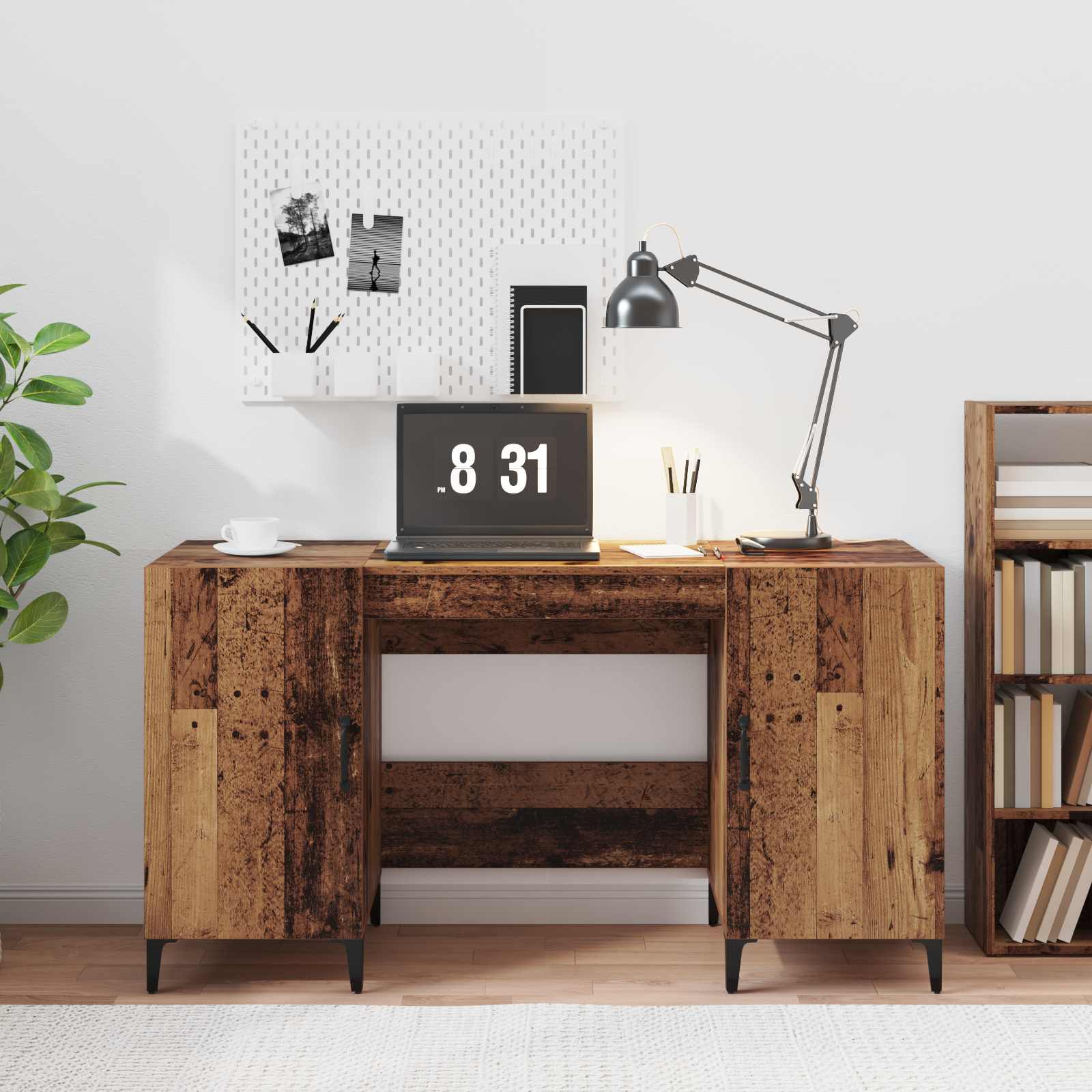 Bord med dør Gammelt træ 140 x 50 x 75 cm Konstrueret træ