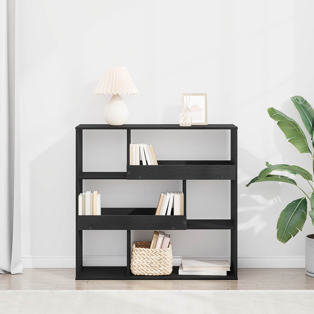 vidaXL Boghylde 4 niveauer 100 x 33 x 94,5 cm Konstrueret træ Sort eg