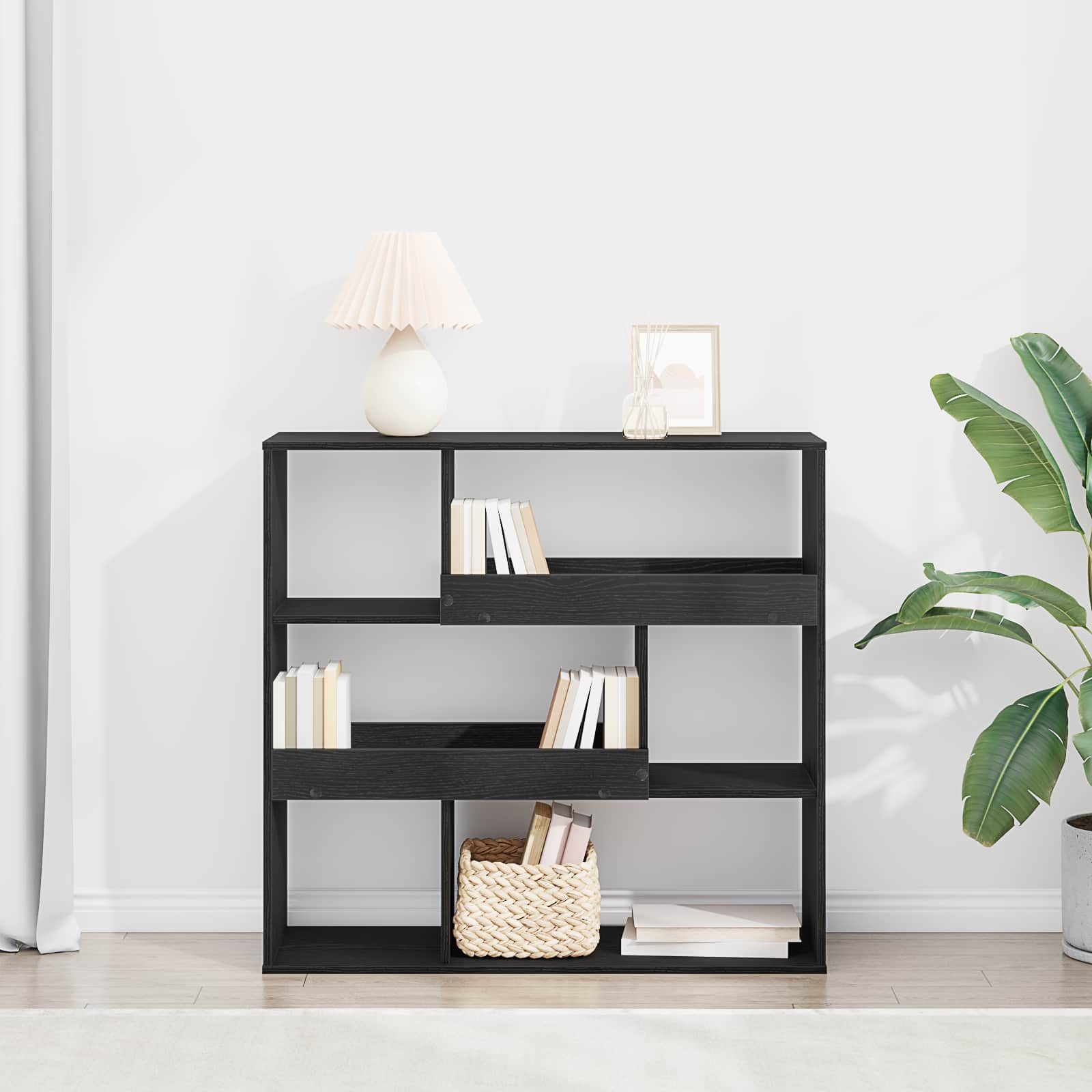 vidaXL Boghylde 4 niveauer 100 x 33 x 94,5 cm Konstrueret træ Sort eg