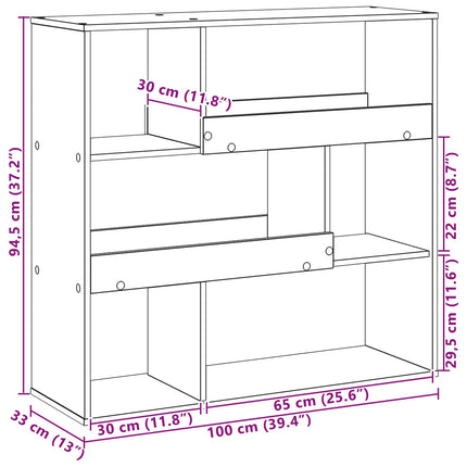 Boghylde 4 niveauer 100 x 33 x 94,5 cm Konstrueret træ Sort eg