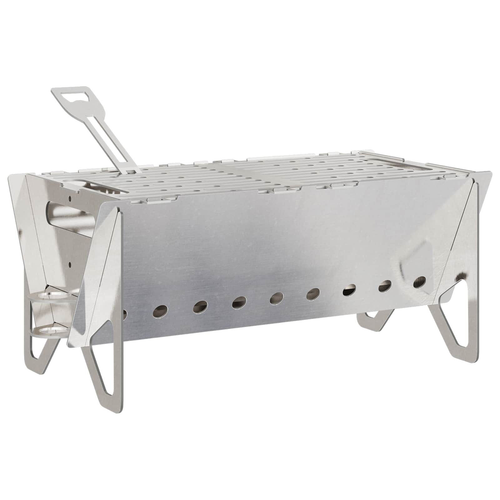 Camping bålplads 42 x 22 x 18 cm Rustfrit stål Sølv