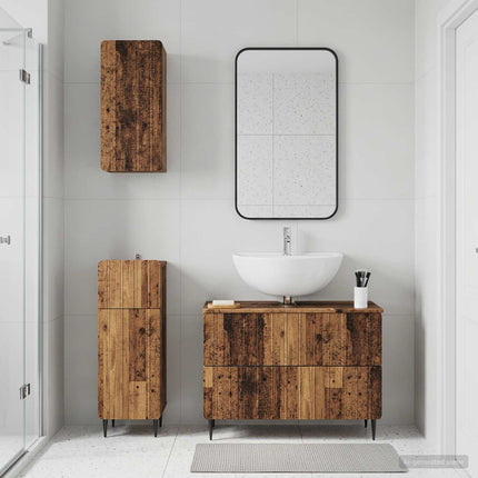 3-delt badeværelses skab sæt ZWOLLE Gammelt træ Konstrueret træ