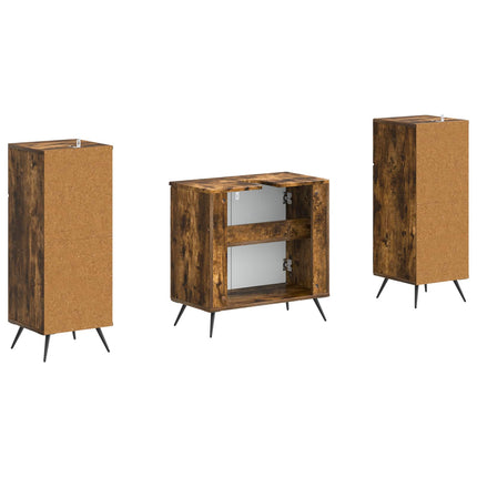 2 Deles Badeværelsesskab Sæt BREDA Røget eg Konstrueret træ