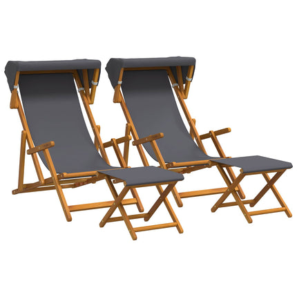 Havestol 4 pcs 3 position Massiv Eucalyptus Træ Grå