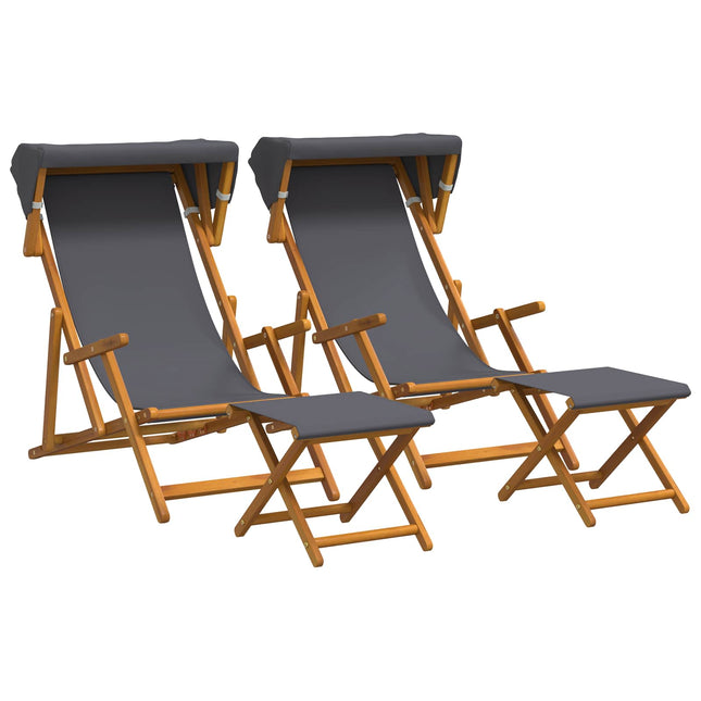 Havestol 4 pcs 3 position Massiv Eucalyptus Træ Grå