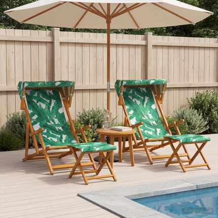 Havestol 4 pcs 3 position Massiv Eucalyptus Træ Bladmønster
