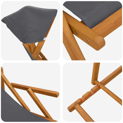 Havestol 2 pcs 3 position Massiv Eucalyptus Træ Grå