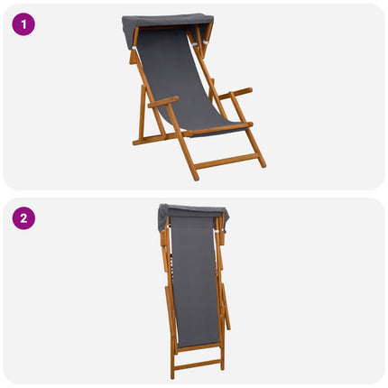 Havestol 2 pcs 3 position Massiv Eucalyptus Træ Grå