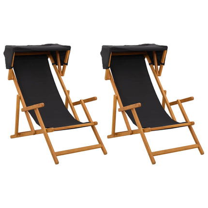 Havestol 2 pcs 3 position Massiv Eucalyptus Træ Sort