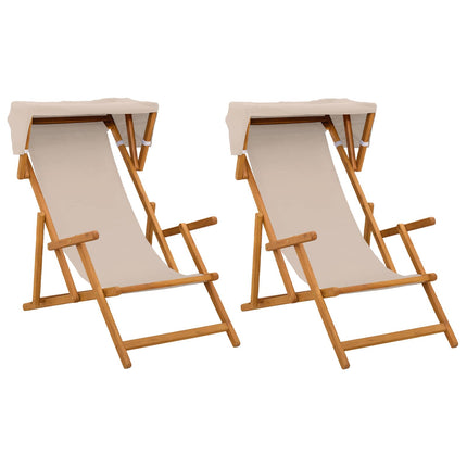 Havestol 2 pcs 3 position Massiv Eucalyptus Træ Beige