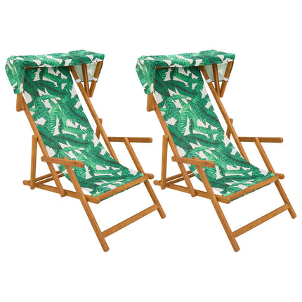 Havestol 2 pcs 3 position Massiv Eucalyptus Træ Bladmønster