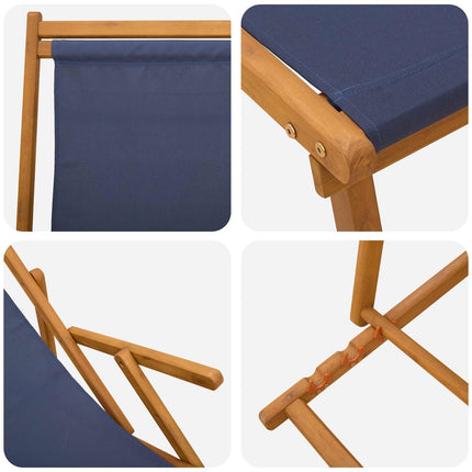 Foldestol 2 pcs 3 position Massiv Eucalyptus Træ Blå