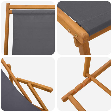 Foldestol 2 pcs 3 position Massiv Eucalyptus Træ Grå