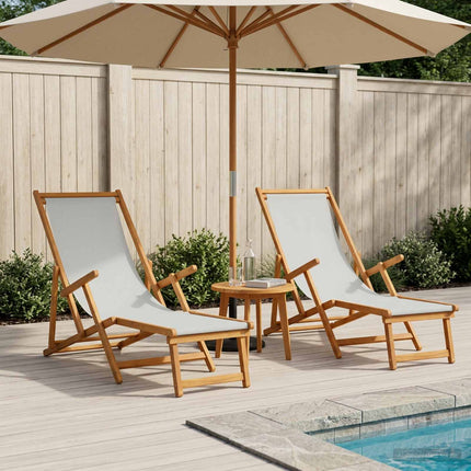 Foldestol 2 pcs 3 position Massiv Eucalyptus Træ Cremefarvet