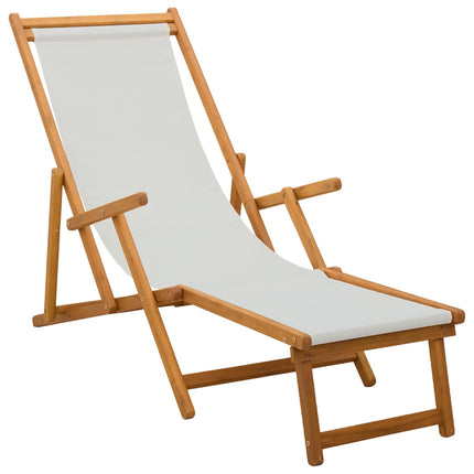 Foldestol 2 pcs 3 position Massiv Eucalyptus Træ Cremefarvet