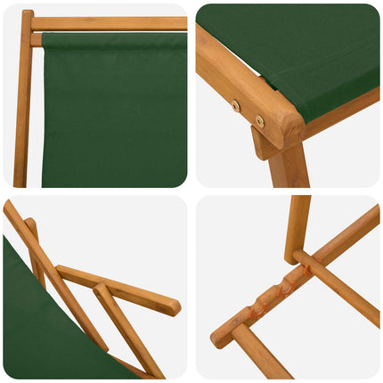 Foldestol 2 pcs 3 position Massiv Eucalyptus Træ Grøn